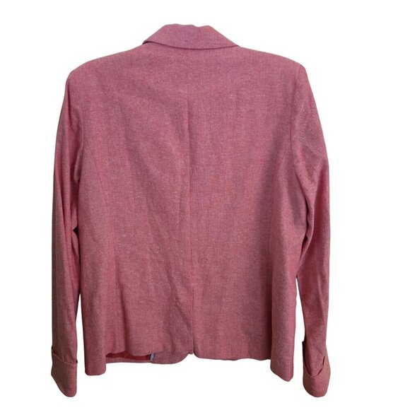 Draper James RSVP Linen Blend Sustainable Heathered Red 1 Button Blazer Size L - Picture 3 of 8